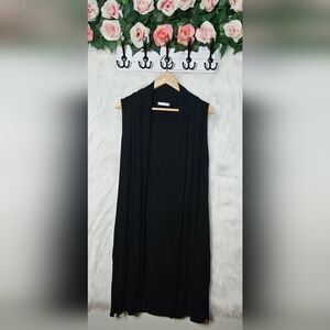Long Obsidian Drape Vest
